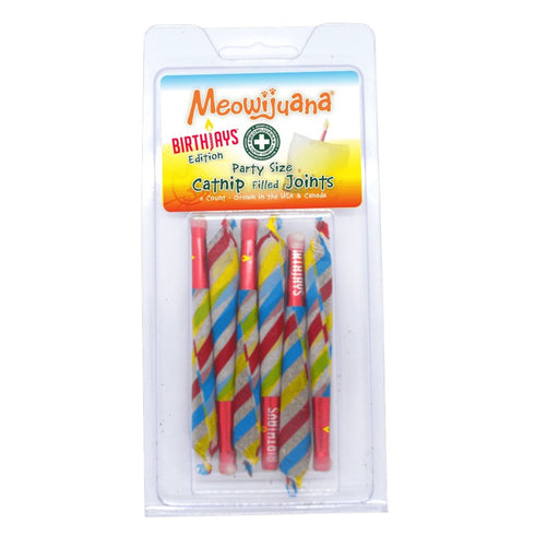 Meowijuana Birthjays Party Size Catnip Joints Cat Toys 6ct - Poudre Pet & Feed Supply